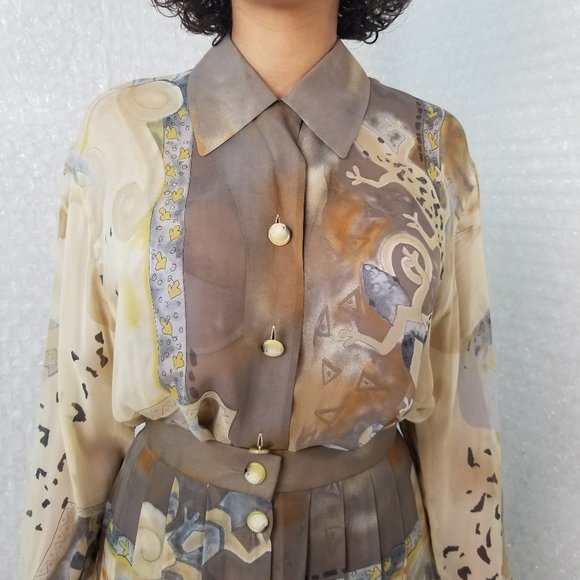 SOLD🌈1990s Laurèl oversized silk blouse & skirt - Picture 5 of 16